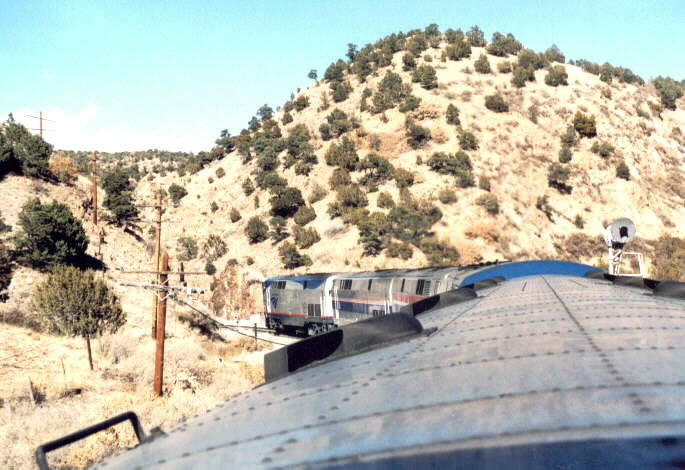 Train entering narrow Apache Canyon.