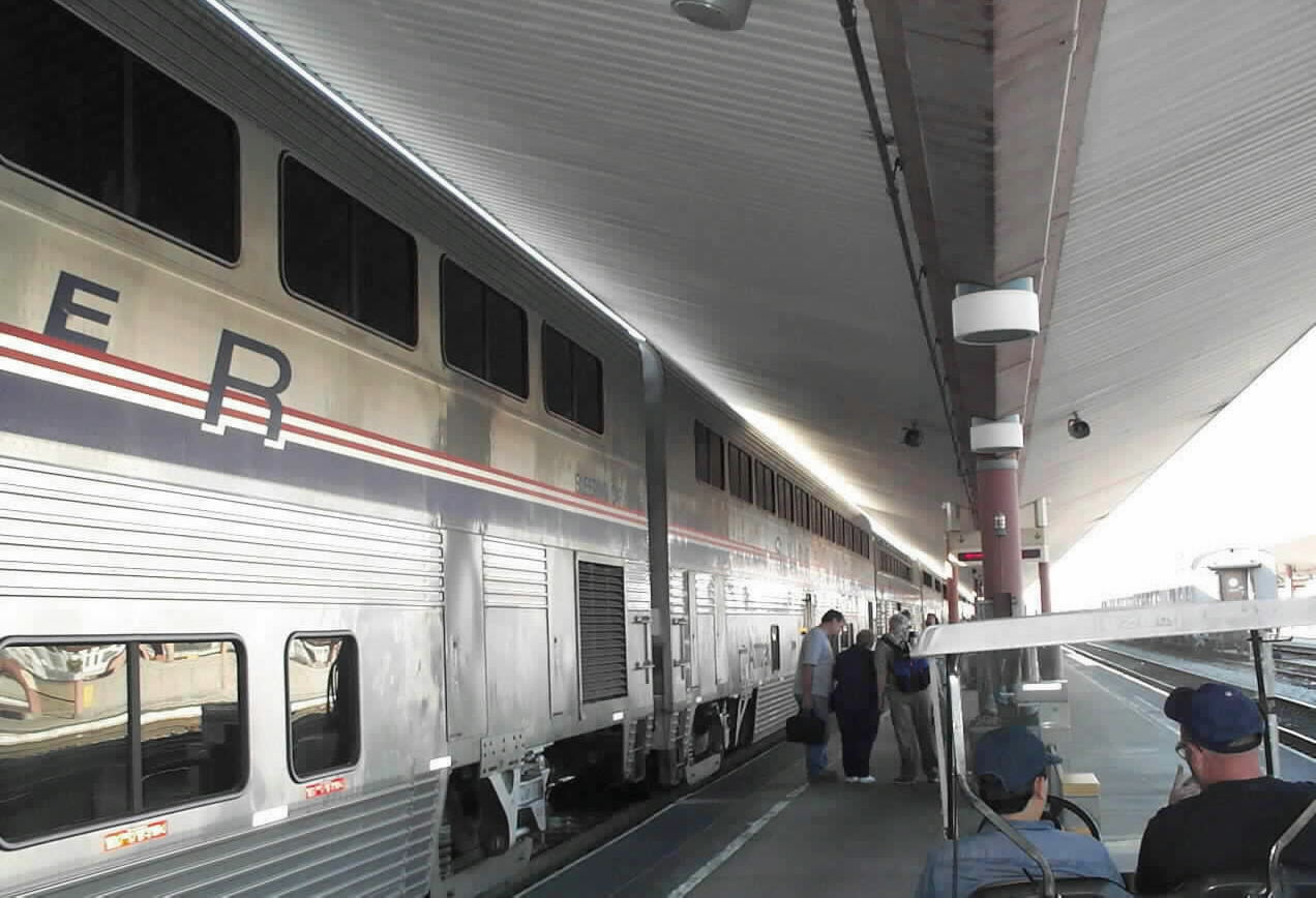 Red Caps loading train at Los Angeles Union Station